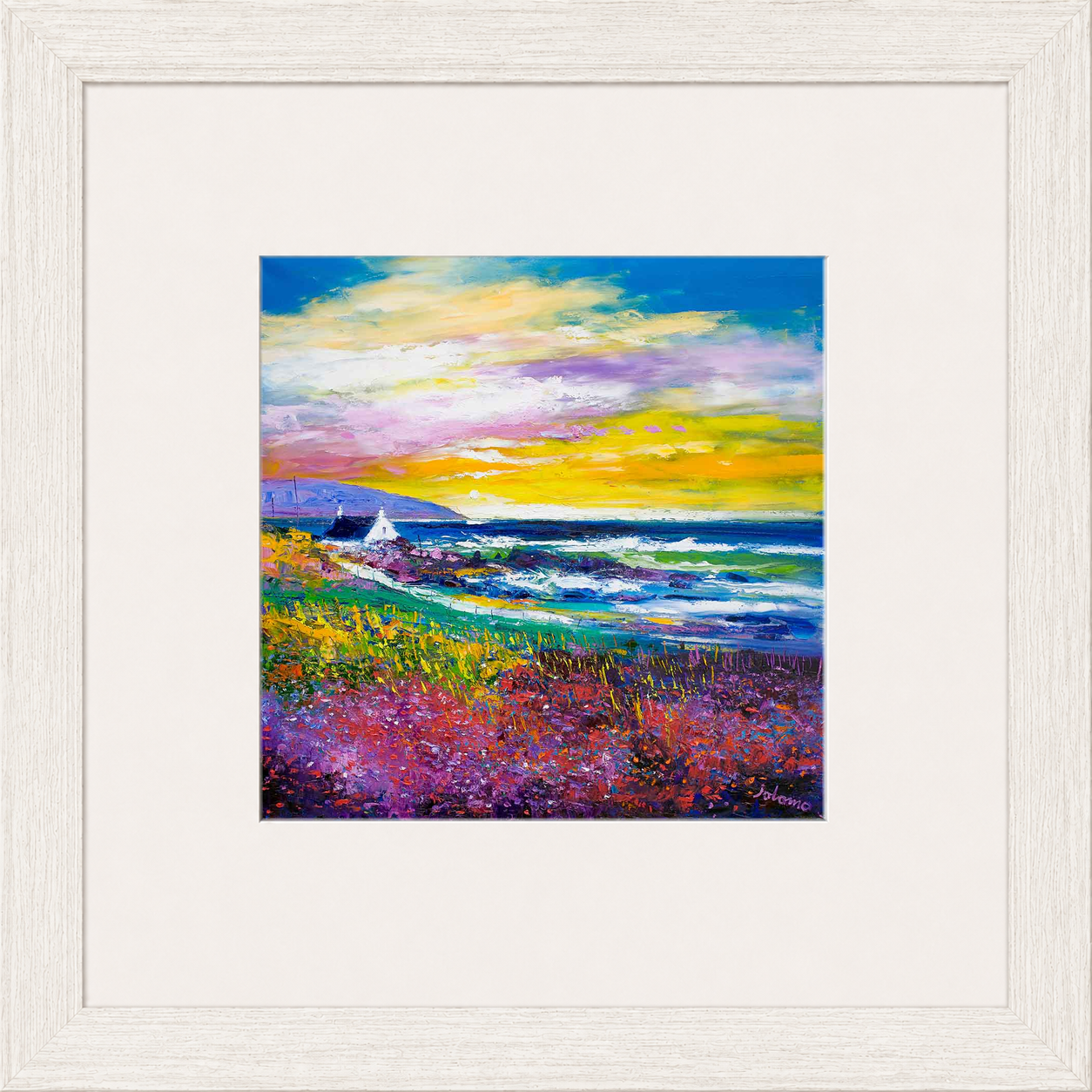 Heather & Wild Flowers, Westport, Kintyre by Jolomo - floral artwork framed wall art print, product image 7