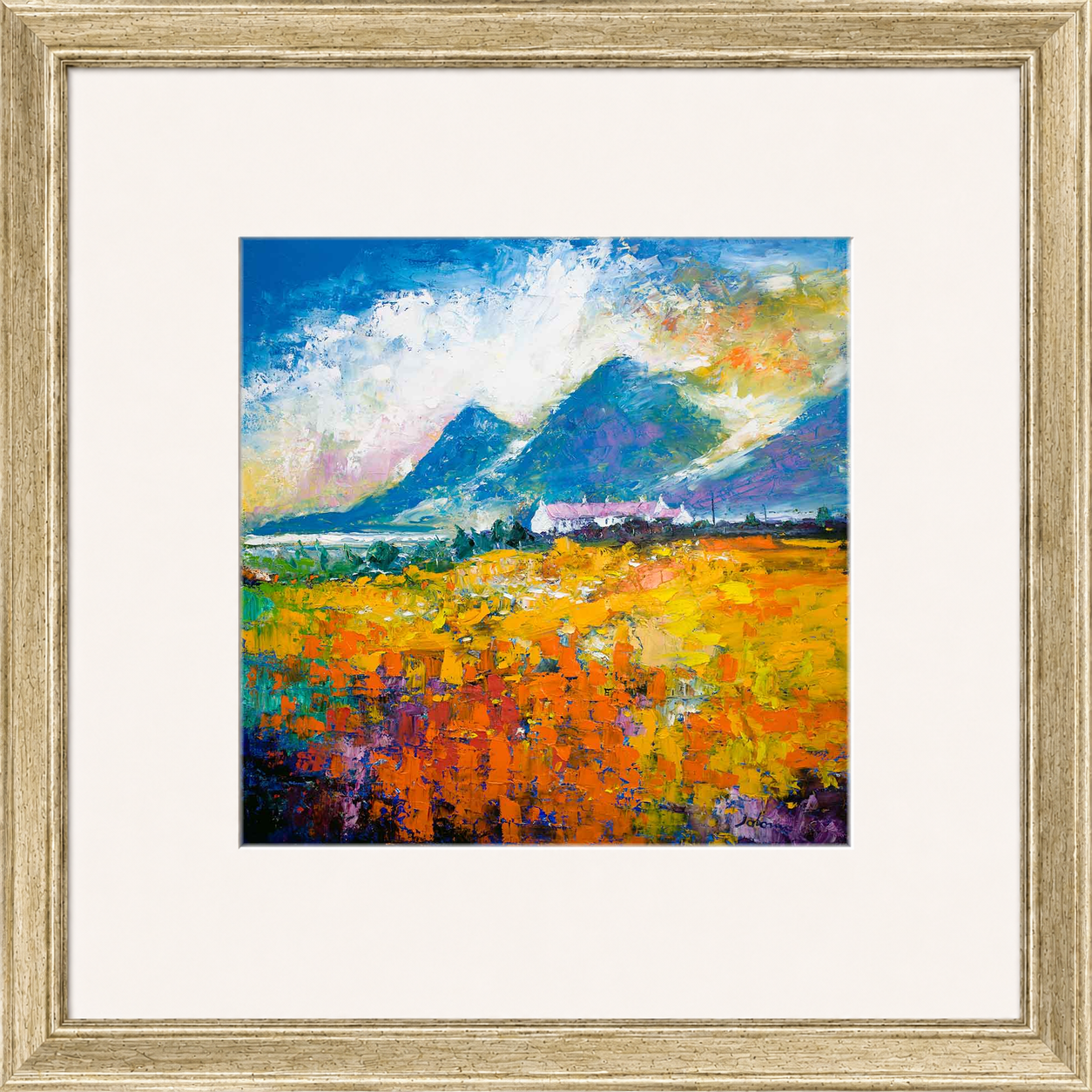 Heatherhouses, Islay looking to the Paps of Jura by John Lowrie Morrison (Jolomo) Framed Art