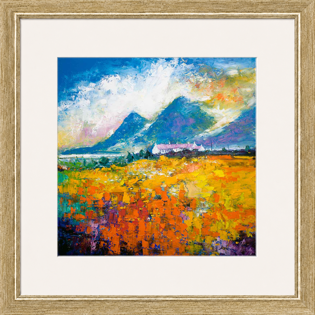 Heatherhouses, Islay looking to the Paps of Jura by John Lowrie Morrison (Jolomo) Framed Art