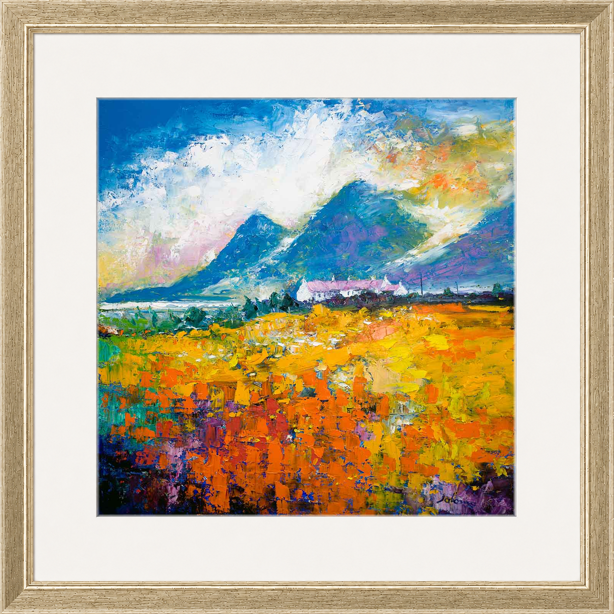 Heatherhouses, Islay looking to the Paps of Jura by John Lowrie Morrison (Jolomo) Framed Art