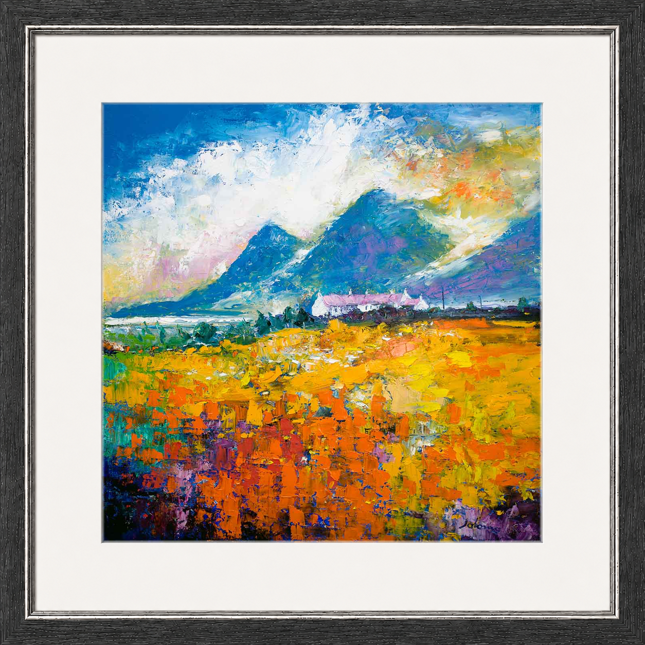 Heatherhouses, Islay looking to the Paps of Jura by John Lowrie Morrison (Jolomo) Framed Art