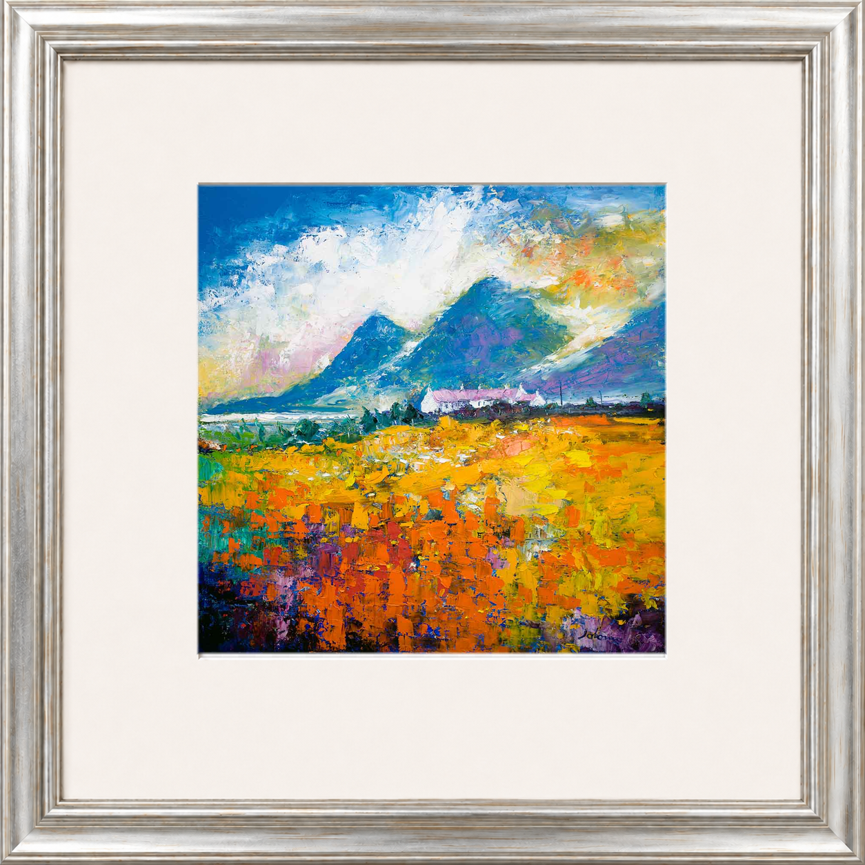 Heatherhouses, Islay looking to the Paps of Jura by John Lowrie Morrison (Jolomo) Framed Art