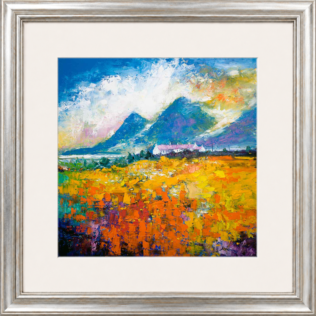 Heatherhouses, Islay looking to the Paps of Jura by John Lowrie Morrison (Jolomo) Framed Art