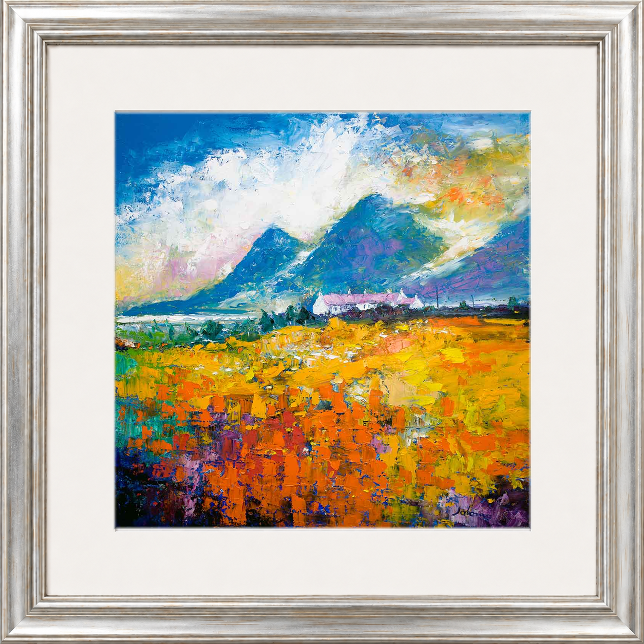 Heatherhouses, Islay looking to the Paps of Jura by John Lowrie Morrison (Jolomo) Framed Art