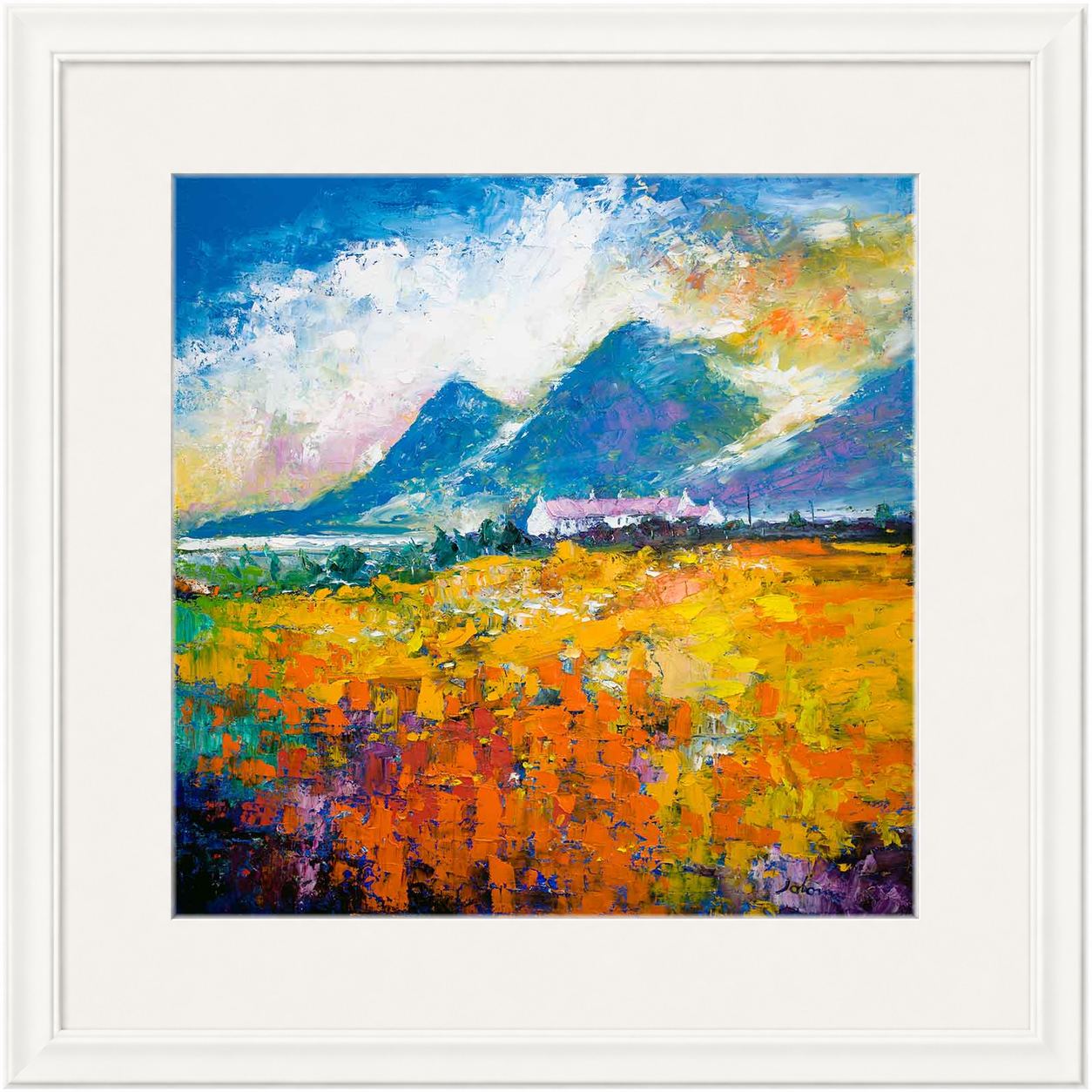 Heatherhouses, Islay looking to the Paps of Jura by John Lowrie Morrison (Jolomo) Framed Art