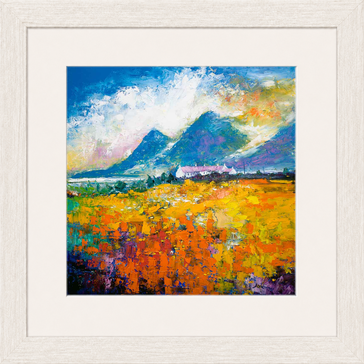 Heatherhouses, Islay looking to the Paps of Jura by John Lowrie Morrison (Jolomo) Framed Art