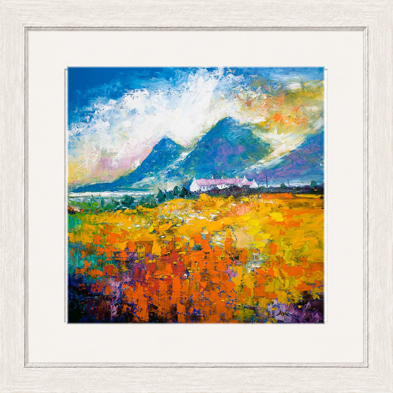 Heatherhouses, Islay looking to the Paps of Jura by John Lowrie Morrison (Jolomo) Framed Art