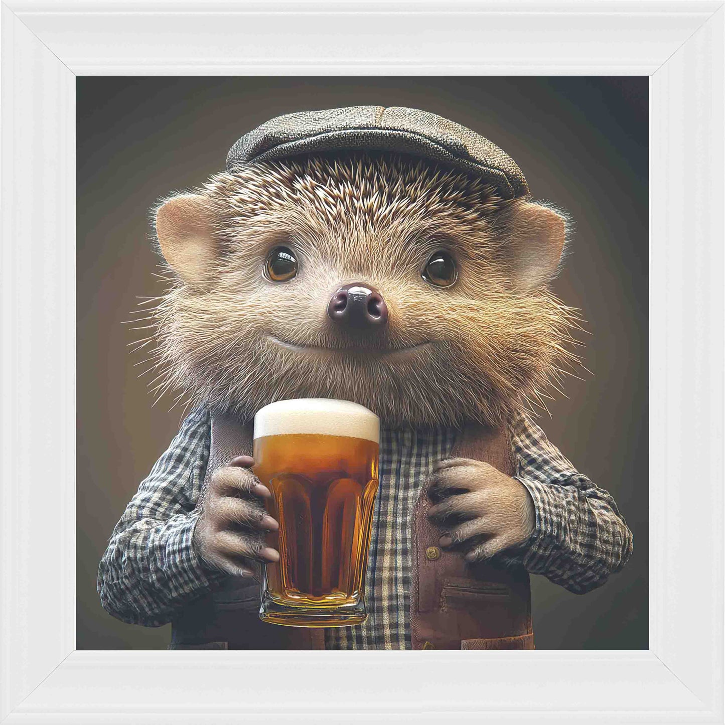 Hedgehog Real Ale Framed Wall Art - White