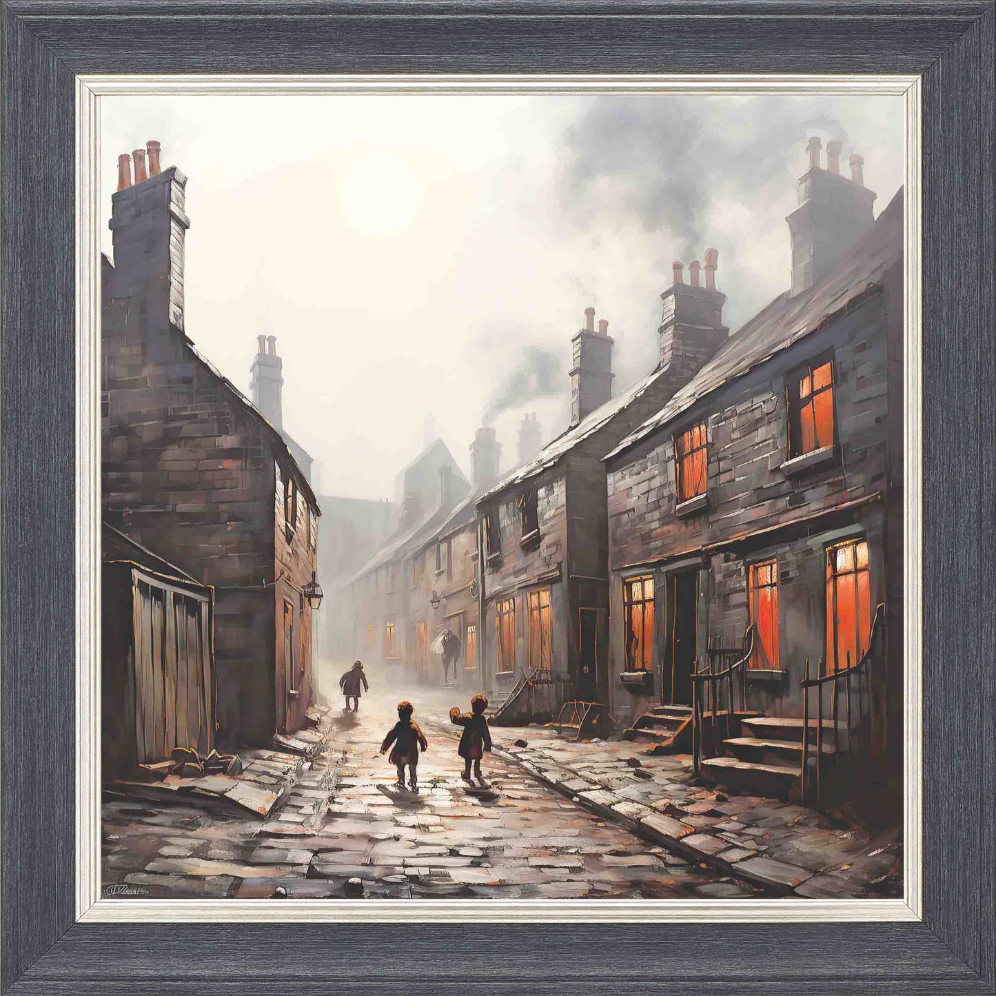Home Before Dark Framed Wall Art - Grey with Silver Trim