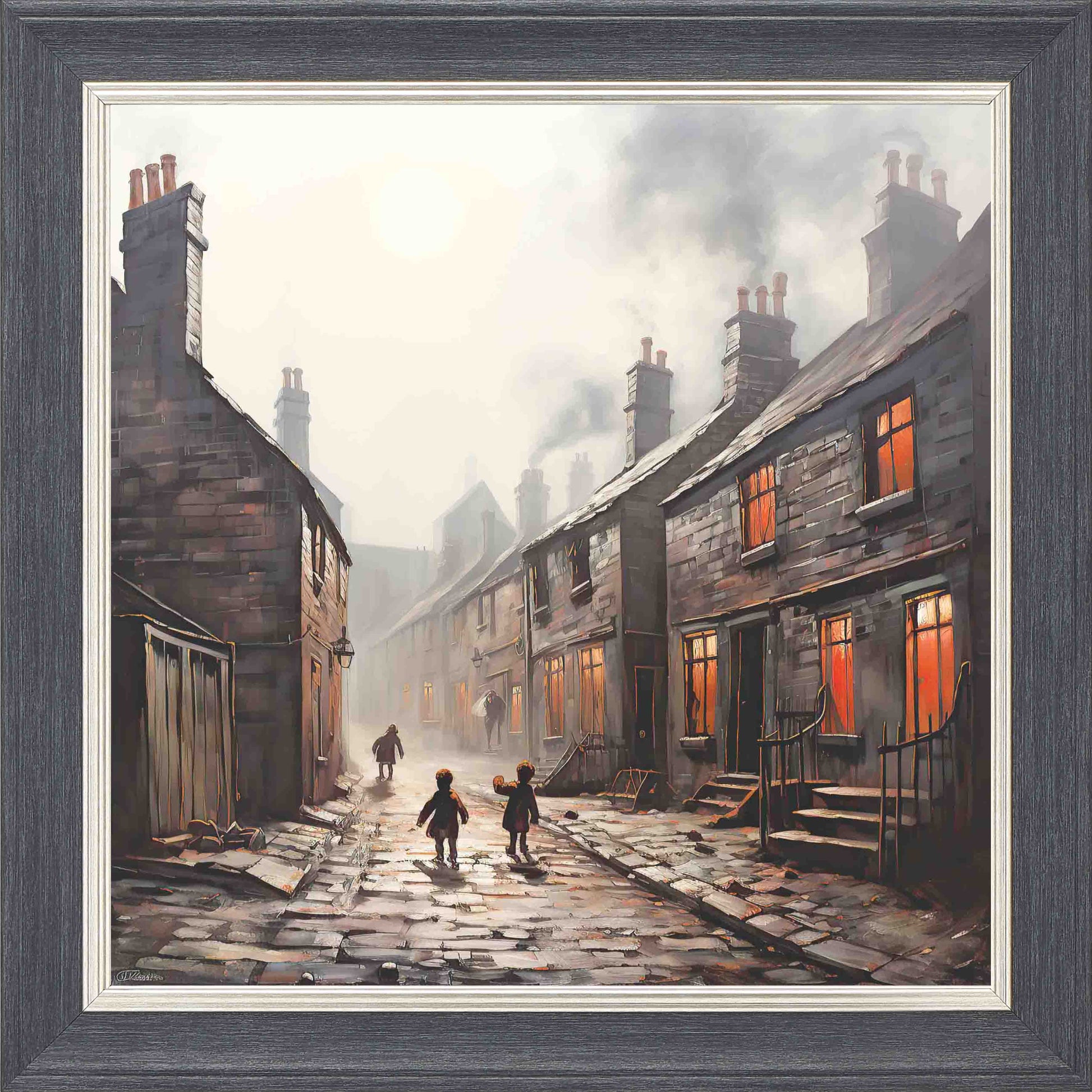 Home Before Dark Framed Wall Art - Grey with Silver Trim