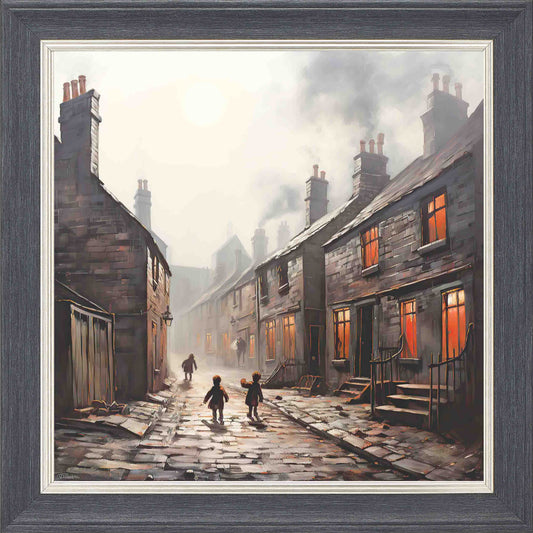 Home Before Dark Framed Wall Art - Grey with Silver Trim