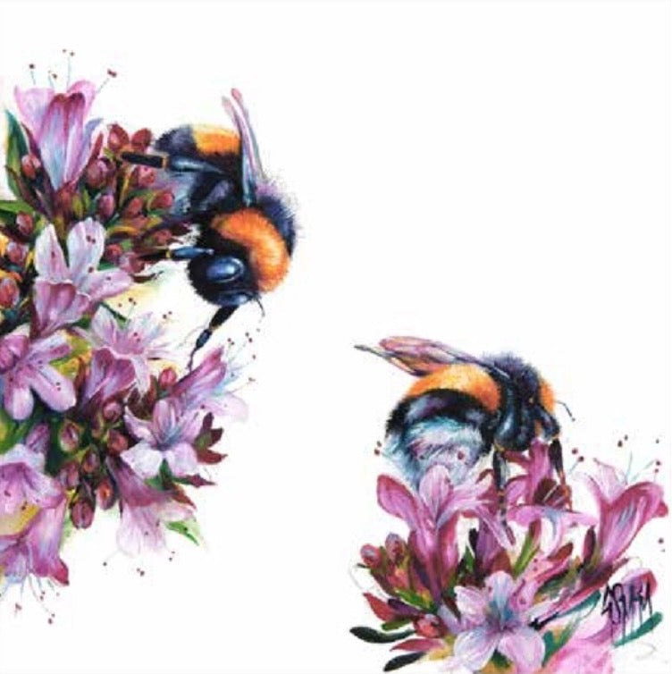 Honey Honey Bees on Blossoms Art Print by Georgina McMaster