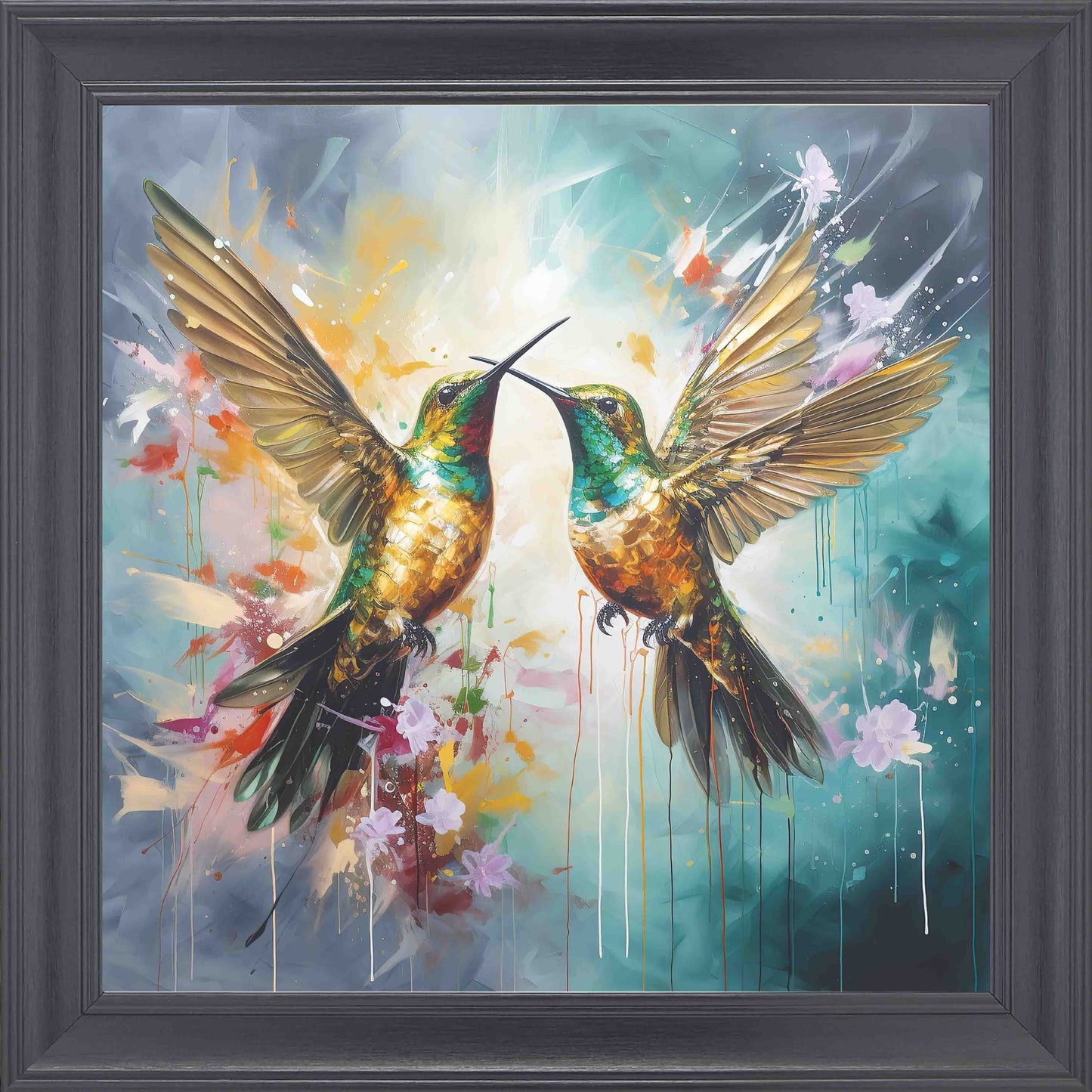 Humming Bird Emerald Crest Framed Wall Art - Black