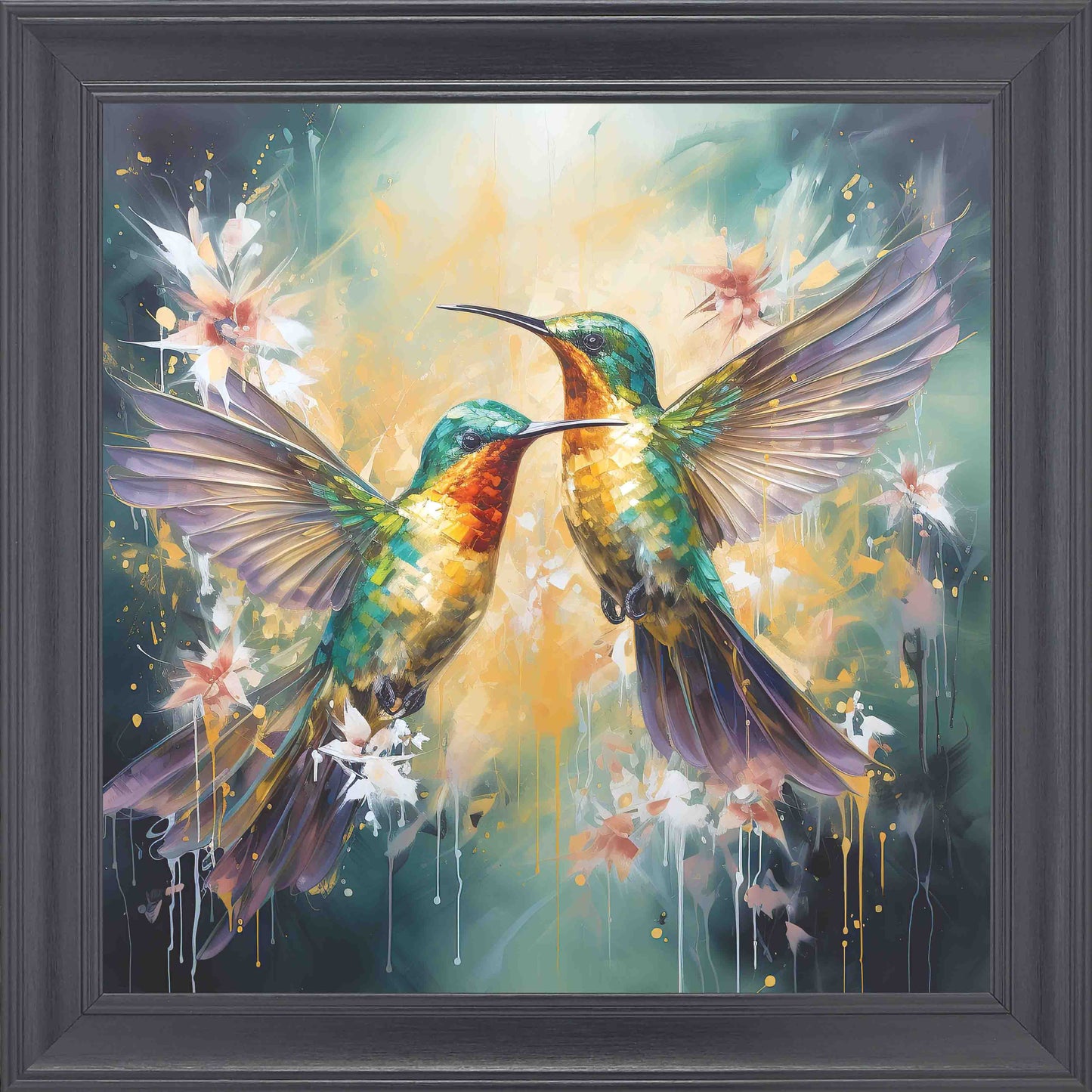 Humming Bird Orange Crest Framed Wall Art - Black