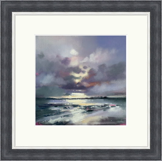 Islay And Jura From Machrihanish by Emma S. Davis framed wall art print showing a west-coast view from Machrihanish towards the islands of Islay and Jura