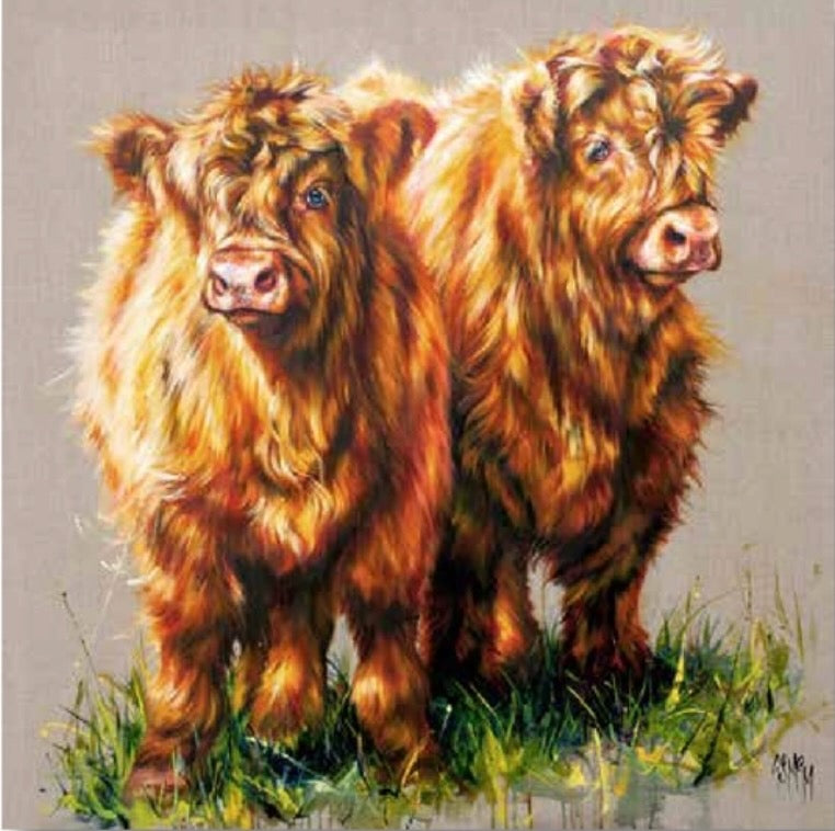 Jack & Jill II Highland Cows Art Print by Georgina McMaster