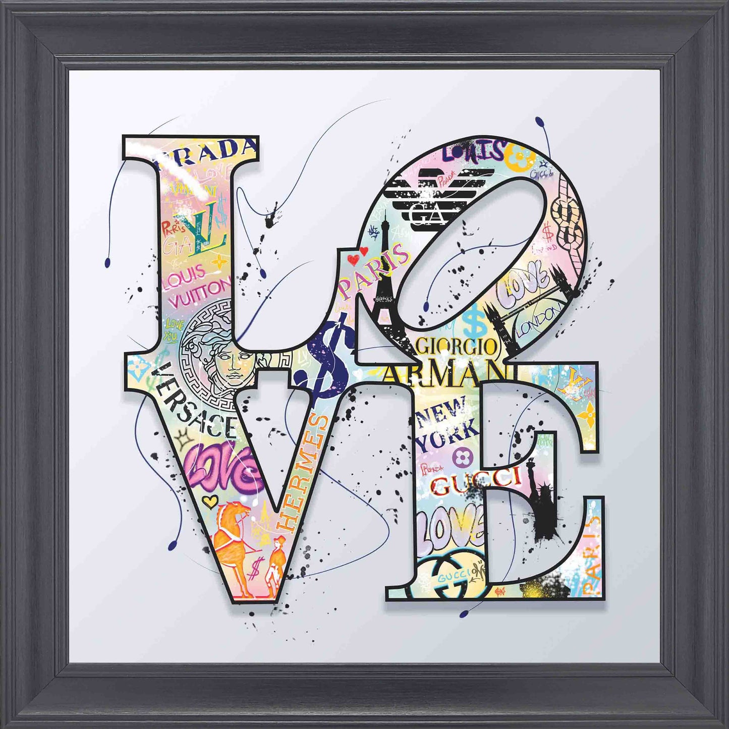 LOVE graffiti Framed Wall Art - Black