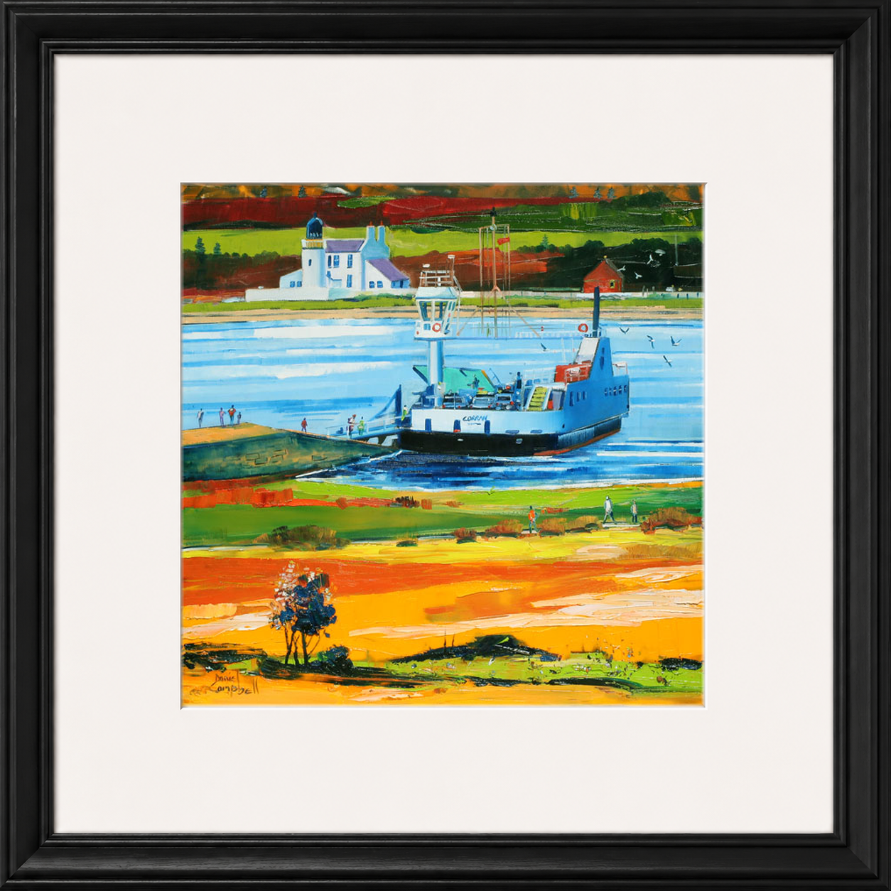 Leaving for Ardnamurchan by Daniel Campbell Framed Wall Art Print - Framed Medium Overall Size 47cm x 47cm - Black