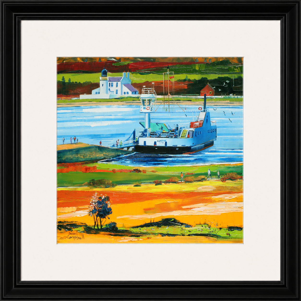 Leaving for Ardnamurchan by Daniel Campbell Framed Wall Art Print - Framed Large Overall Size 71cm x 71cm - Black