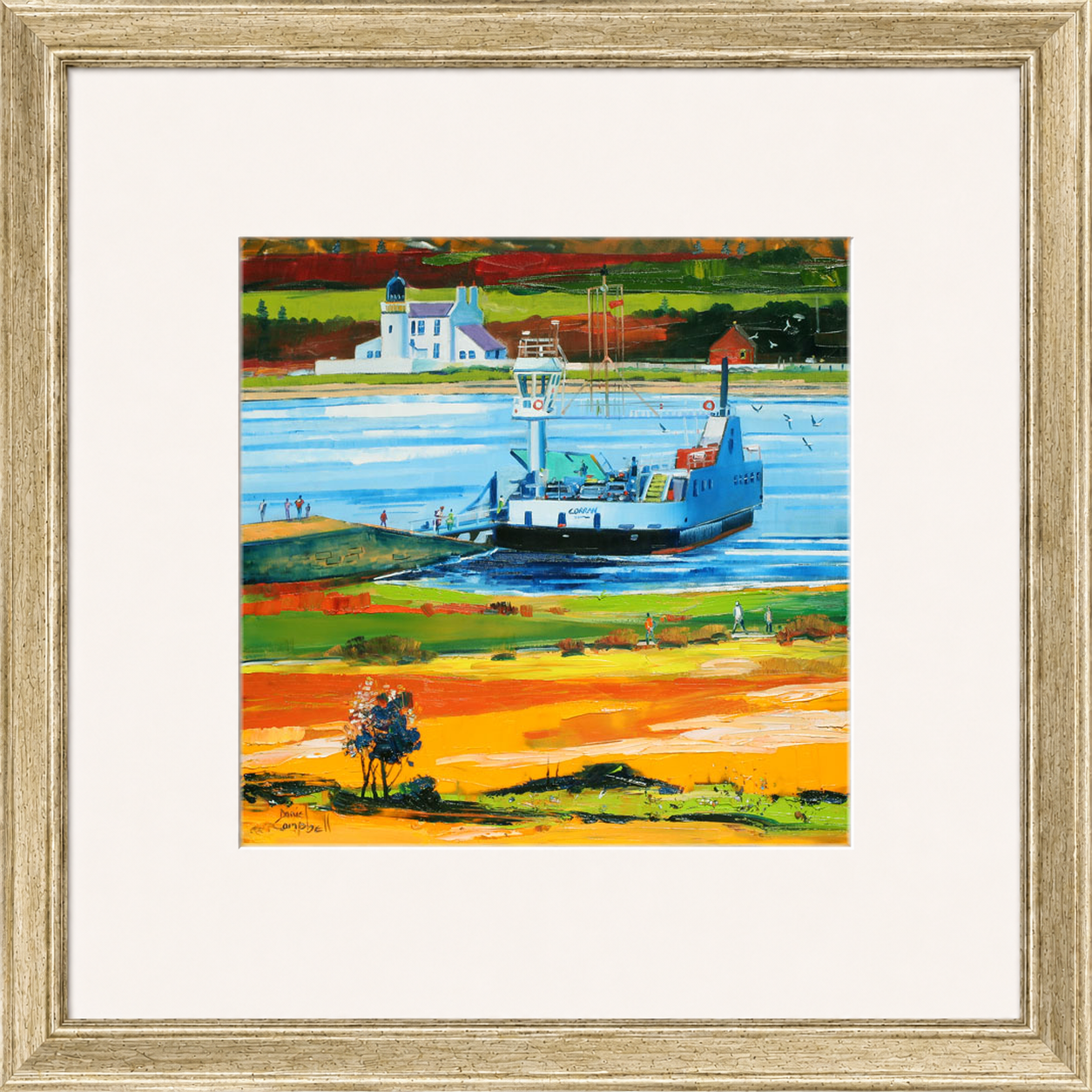 Leaving for Ardnamurchan by Daniel Campbell Framed Wall Art Print - Framed Medium Overall Size 47cm x 47cm - Gold