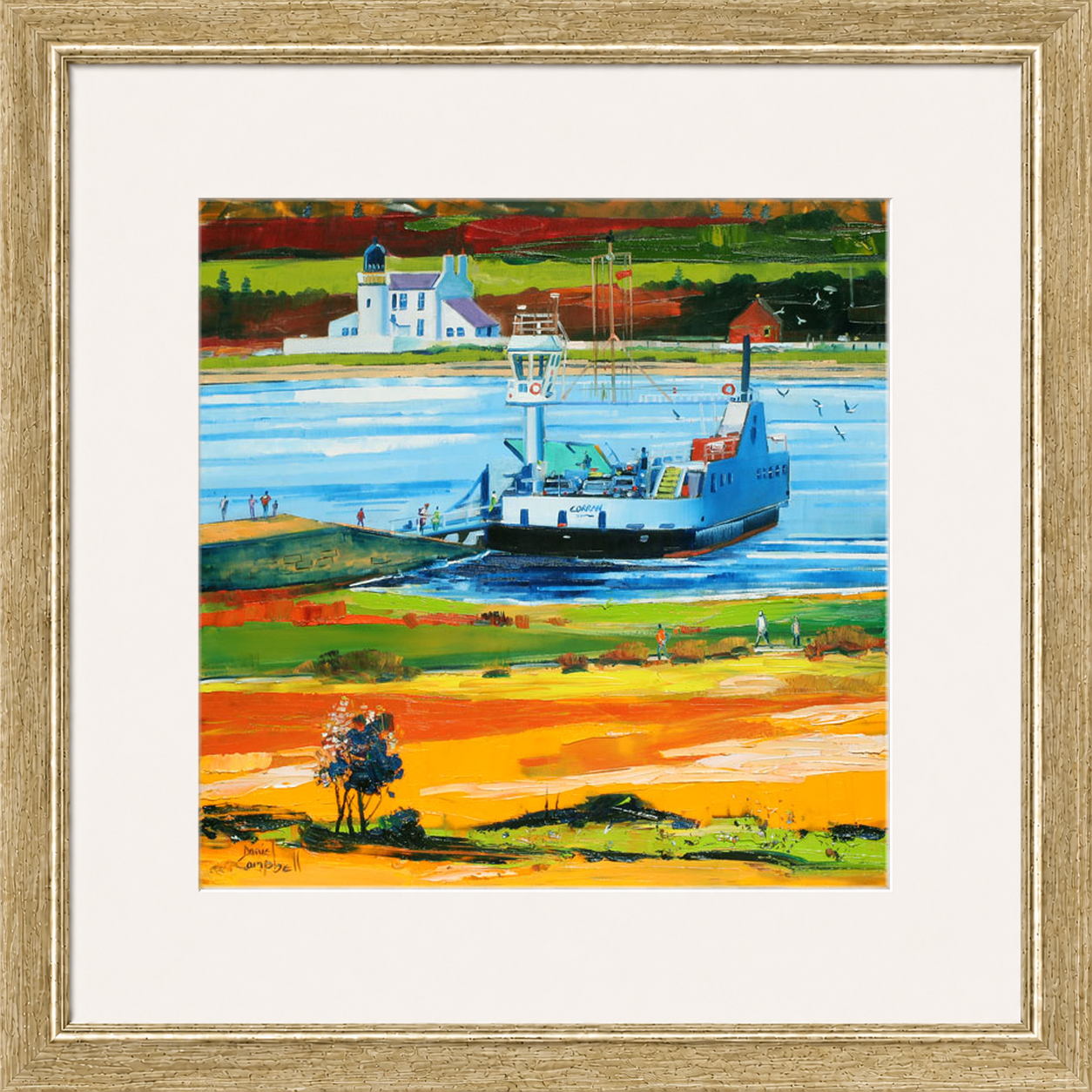 Leaving for Ardnamurchan by Daniel Campbell Framed Wall Art Print - Framed Large Overall Size 71cm x 71cm - Gold