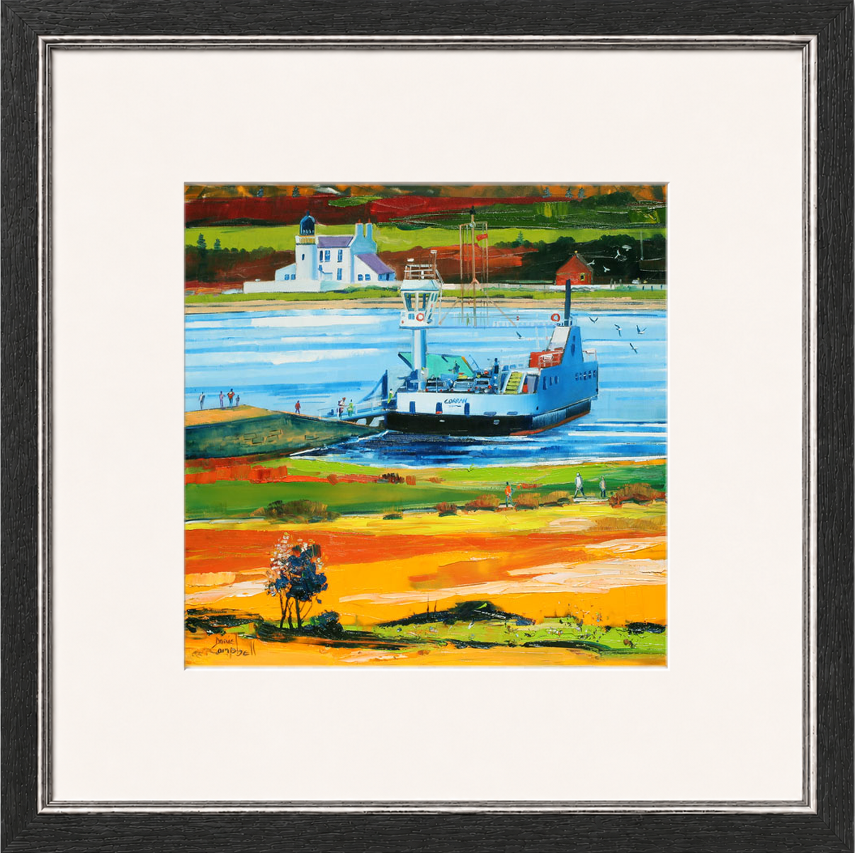 Leaving for Ardnamurchan by Daniel Campbell Framed Wall Art Print - Framed Medium Overall Size 47cm x 47cm - Grey with Silver trim