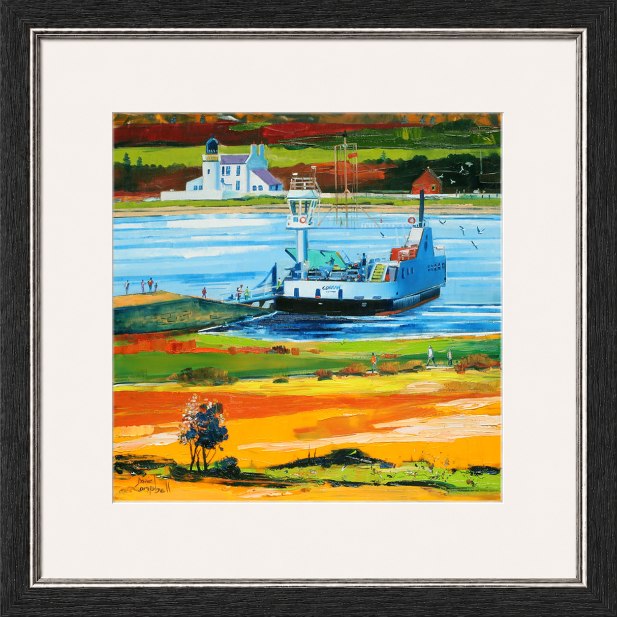 Leaving for Ardnamurchan by Daniel Campbell Framed Wall Art Print - Framed Large Overall Size 71cm x 71cm - Grey with Silver trim