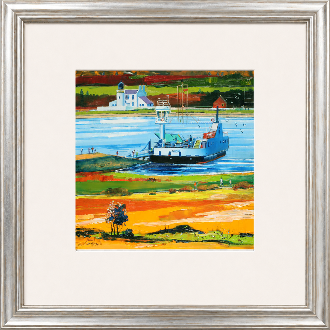 Leaving for Ardnamurchan by Daniel Campbell Framed Wall Art Print - Framed Medium Overall Size 47cm x 47cm - Silver