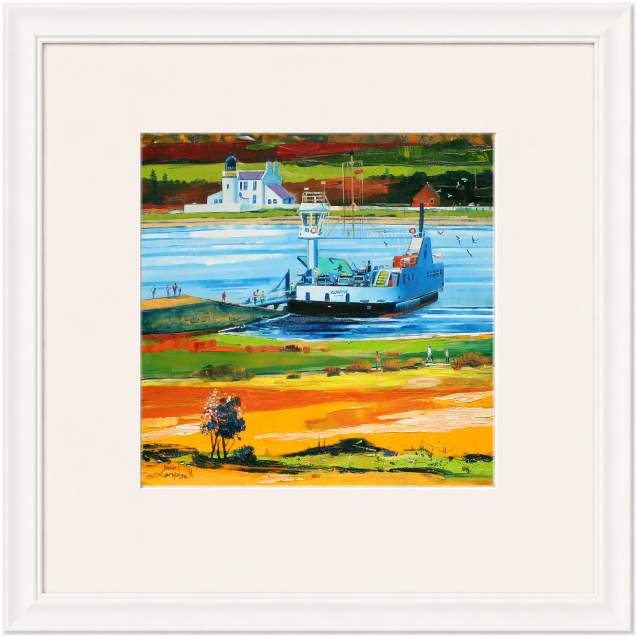 Leaving for Ardnamurchan by Daniel Campbell Framed Wall Art Print - Framed Medium Overall Size 47cm x 47cm - White