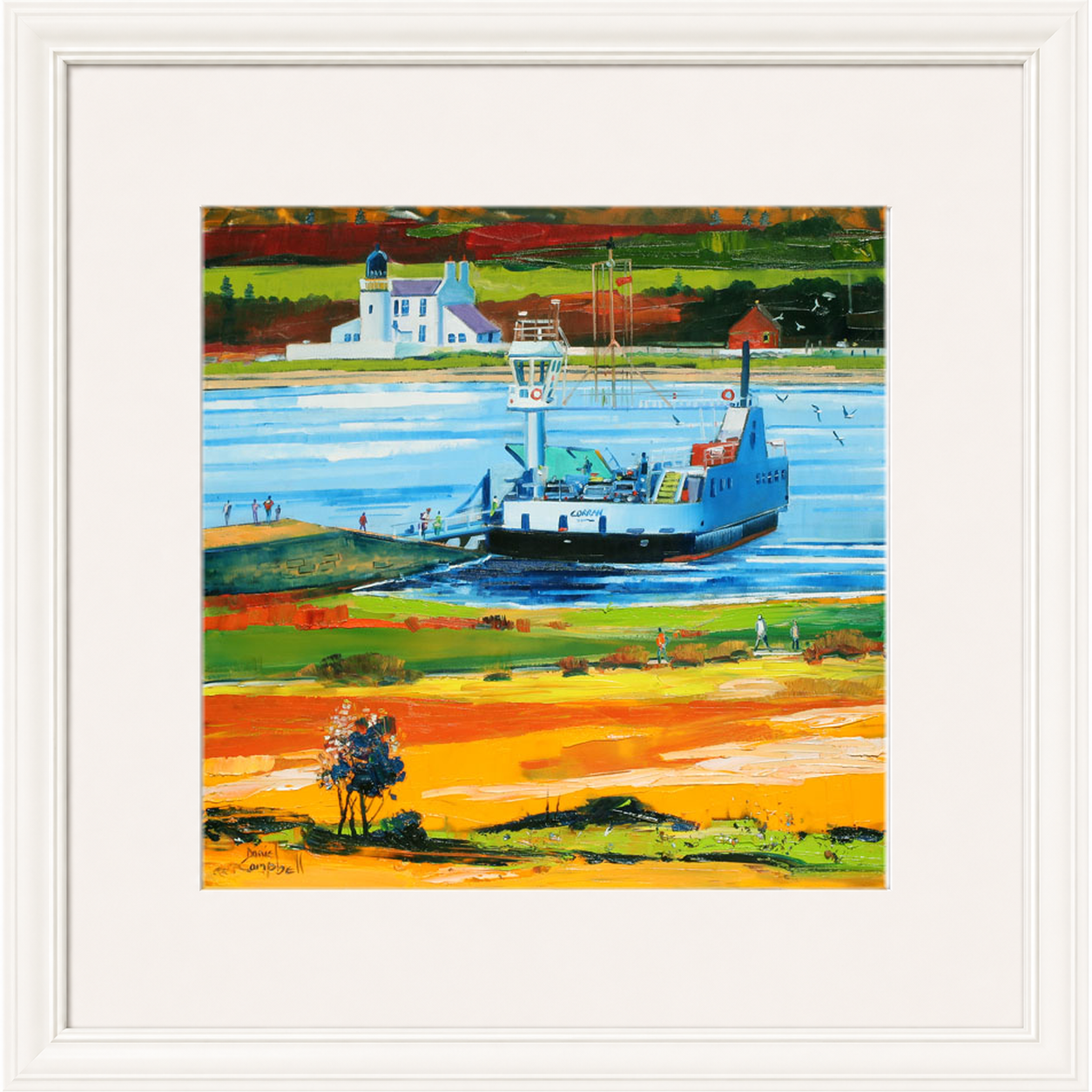 Leaving for Ardnamurchan by Daniel Campbell Framed Wall Art Print - Framed Large Overall Size 71cm x 71cm - White