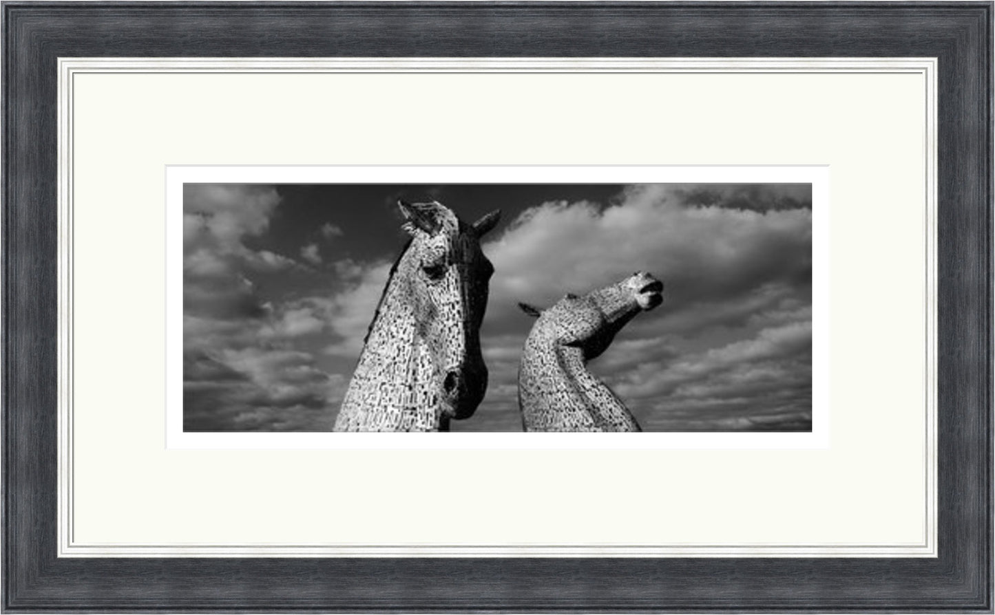 The Kelpies Black and White - Panoramic