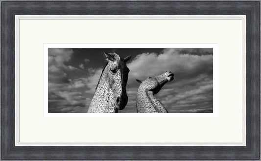 The Kelpies Black and White - Panoramic