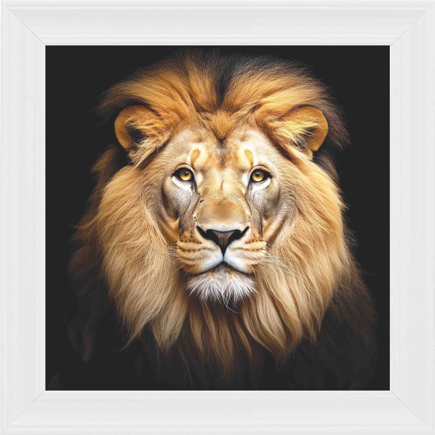 Majestic Lion No Crown Framed Wall Art - White
