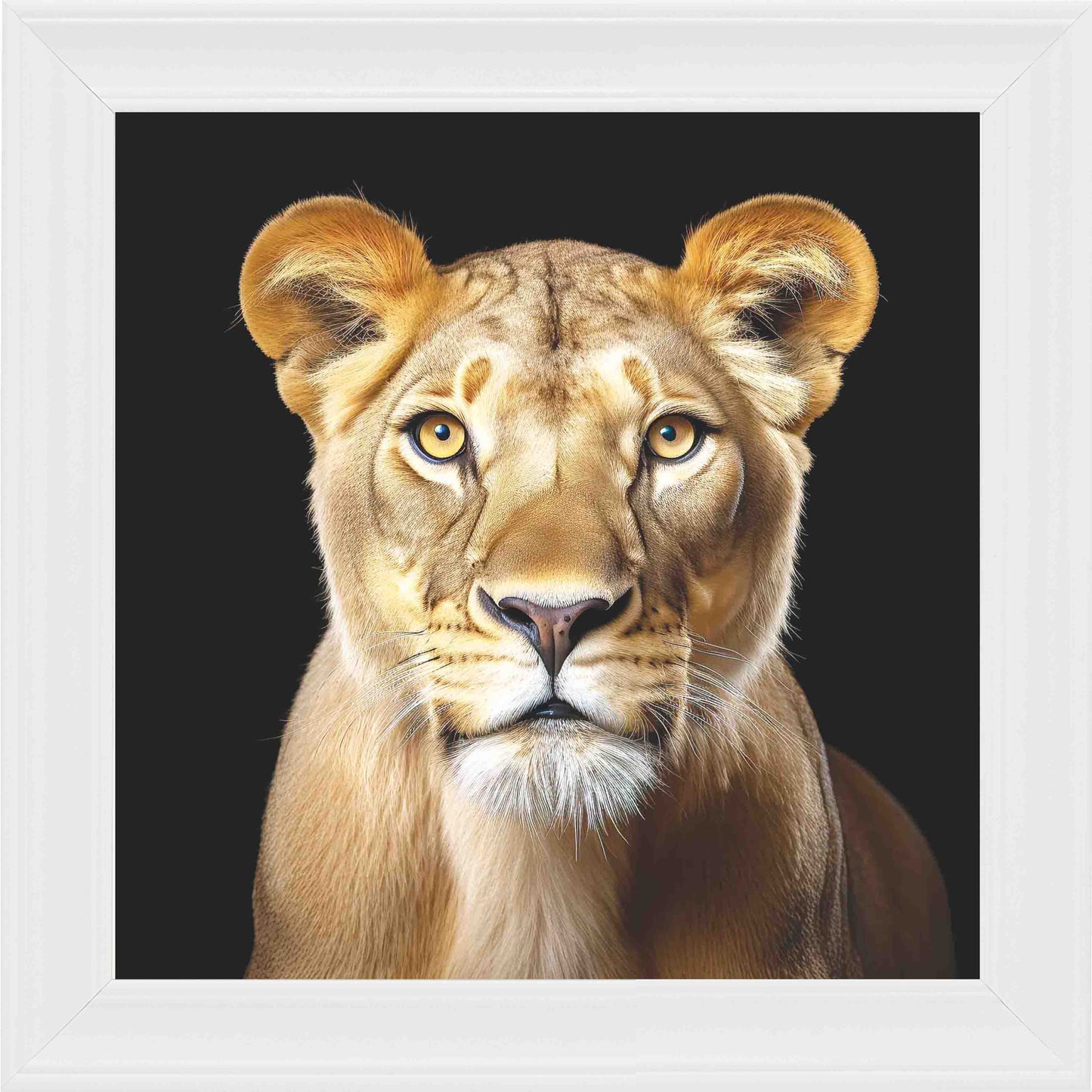 Majestic Lioness No Crown Framed Wall Art - White