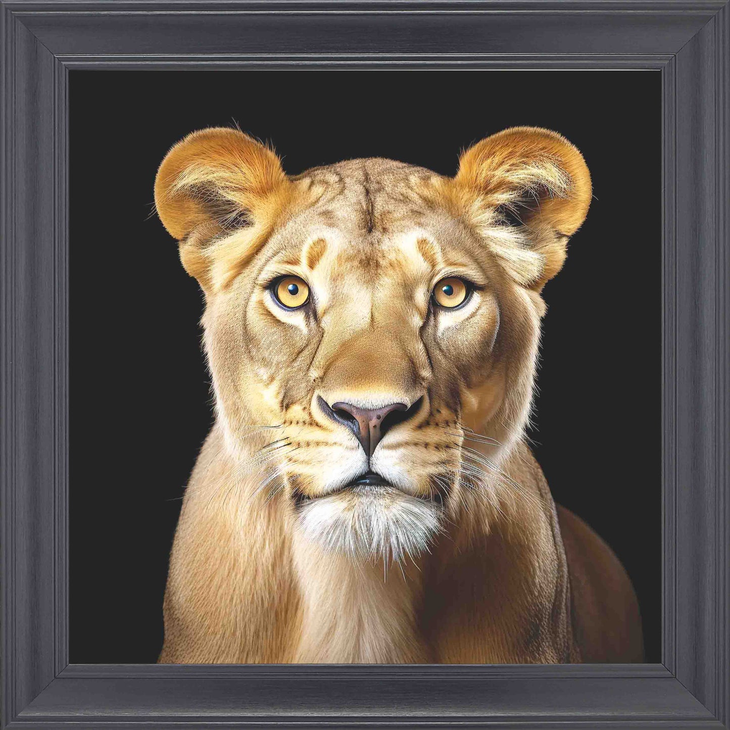 Majestic Lioness No Crown Framed Wall Art - Black