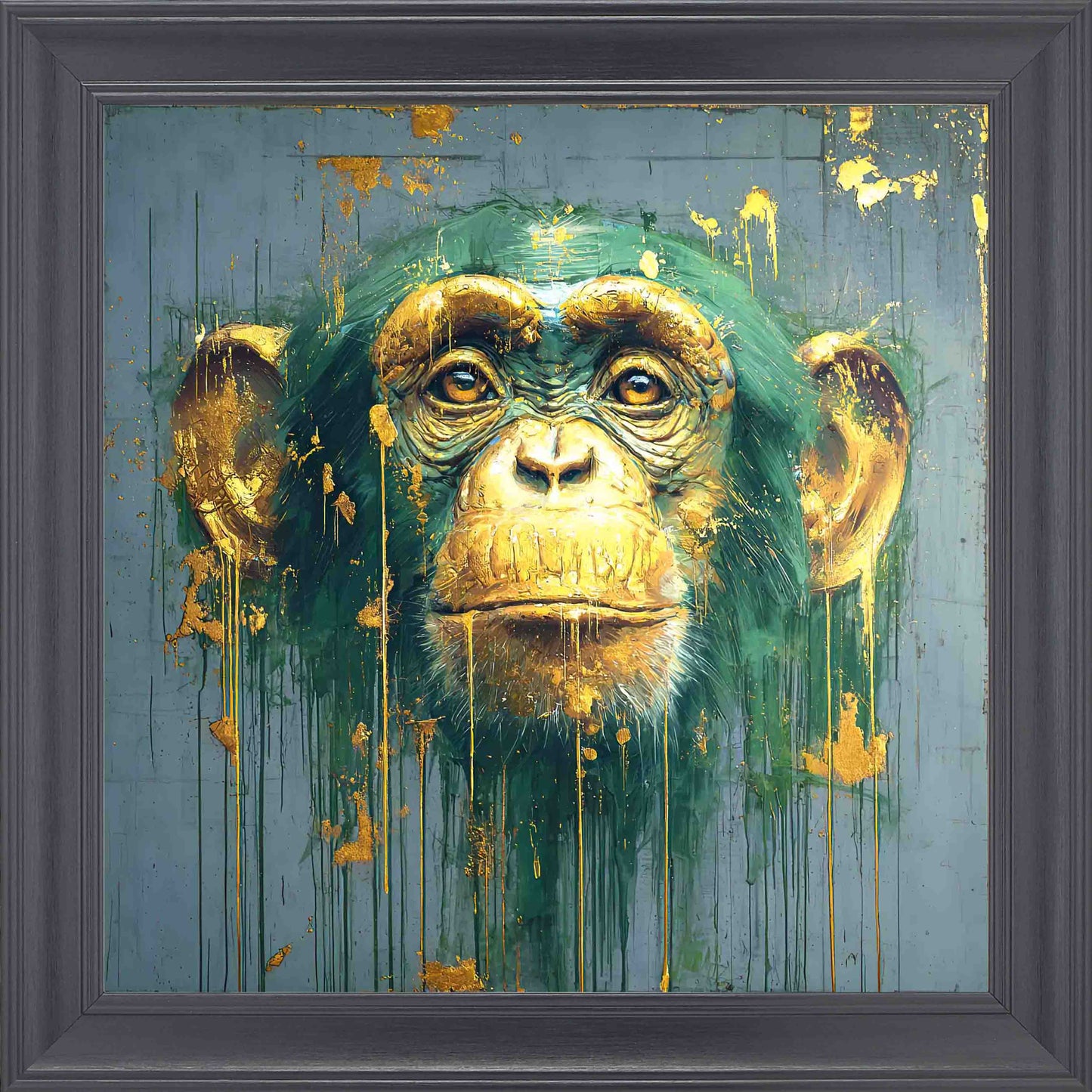Monkey Gold Splash Framed Wall Art - Black