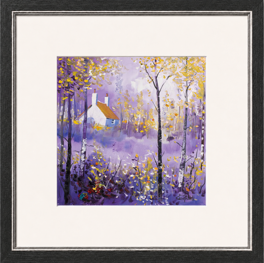 Morning Glow by Daniel Campbell framed wall art print showing a softly atmospheric landscape glowing in the early morning light