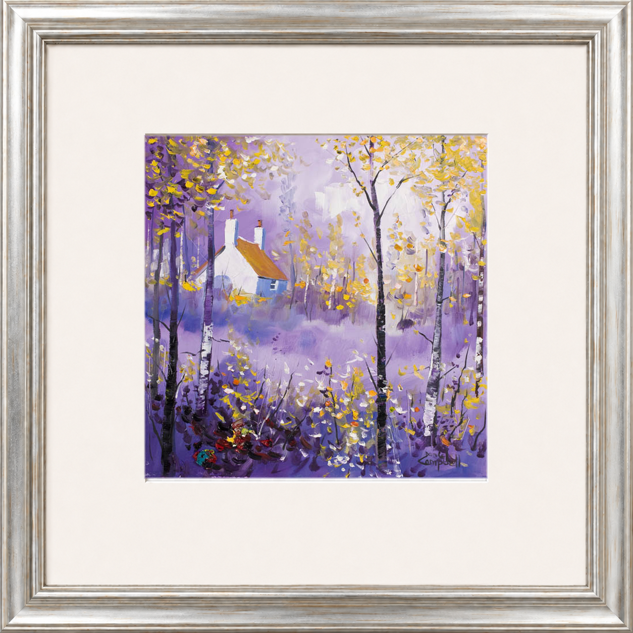 Morning Glow by Daniel Campbell framed wall art print showing a softly atmospheric landscape glowing in the early morning light