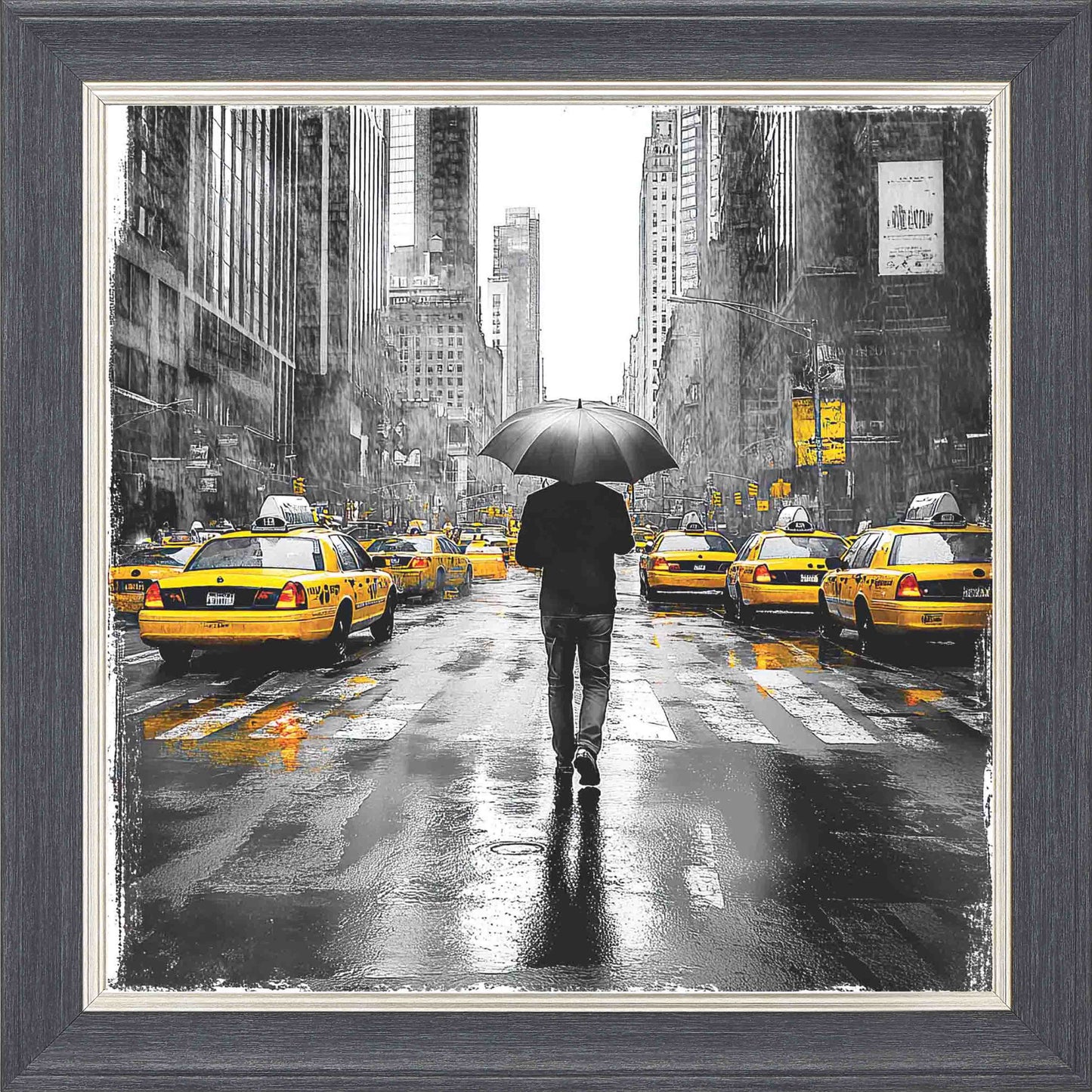 New York wander-gigapixel-scale-2_00x Framed Wall Art - Grey with Silver Trim
