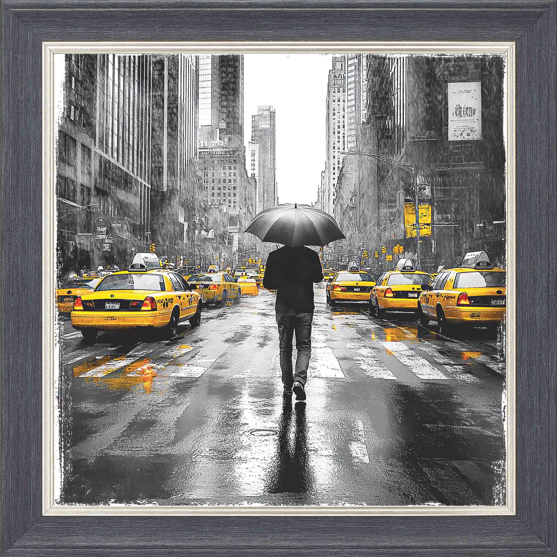 New York wander-gigapixel-scale-2_00x Framed Wall Art - Grey with Silver Trim