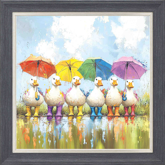 Quack Weather Framed Wall Art - Grey with Silver Trim