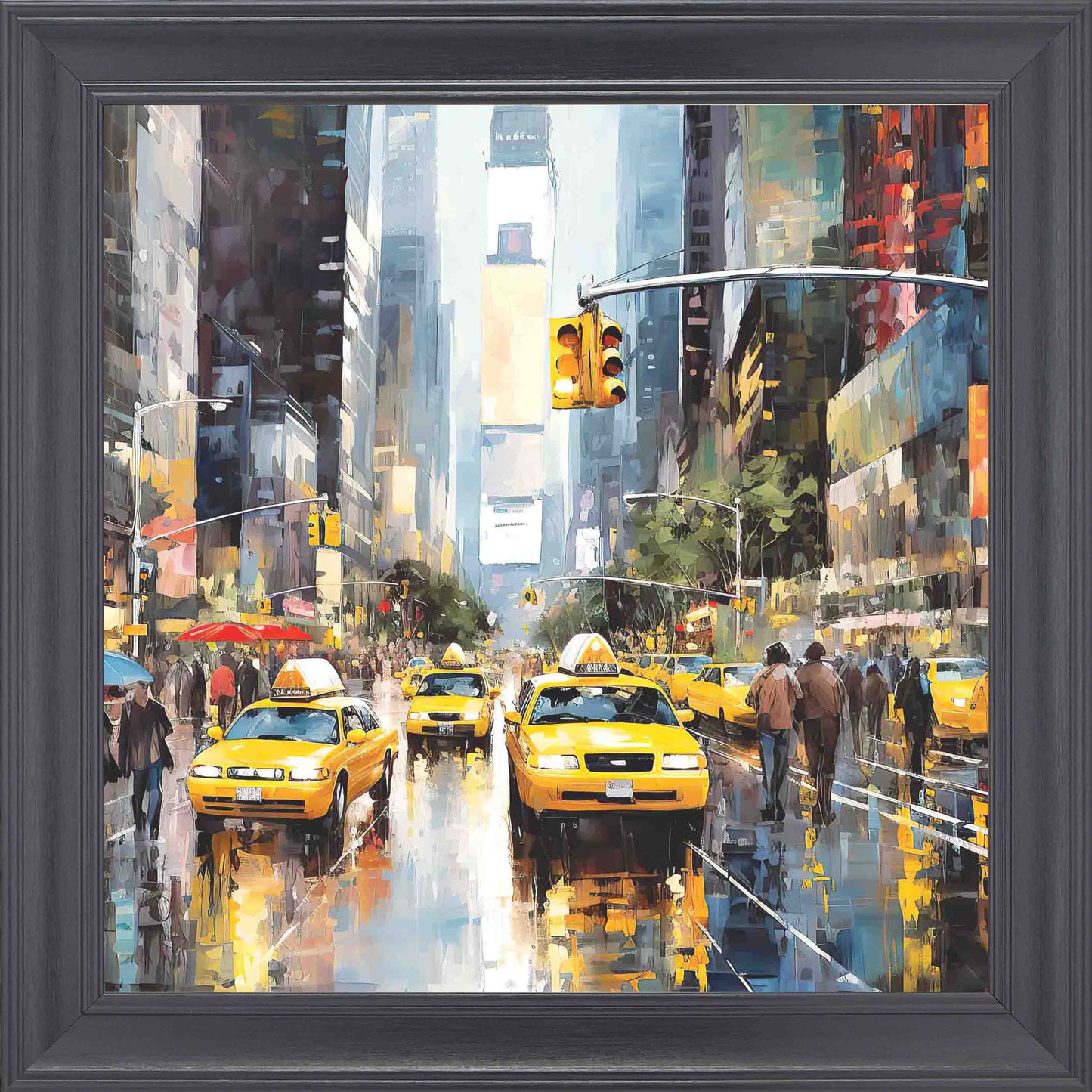 Rain In NYC Acrylic Style Framed Wall Art - Black