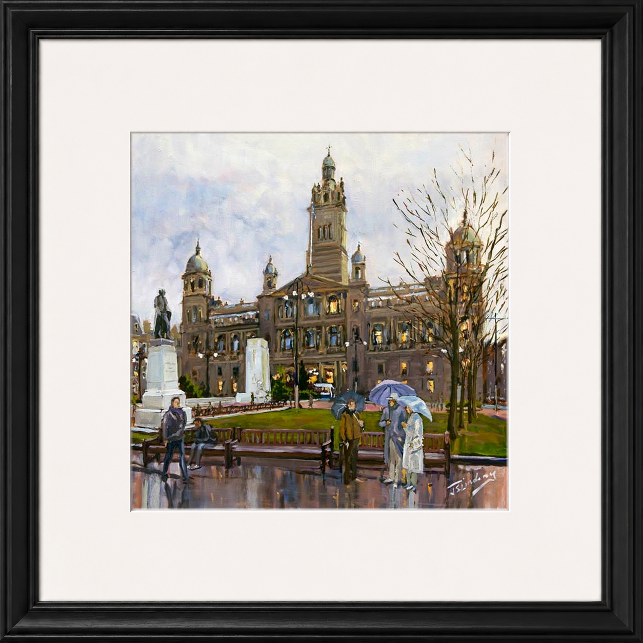 Rainy Day, George Square Glasgow by James Somerville Lindsay