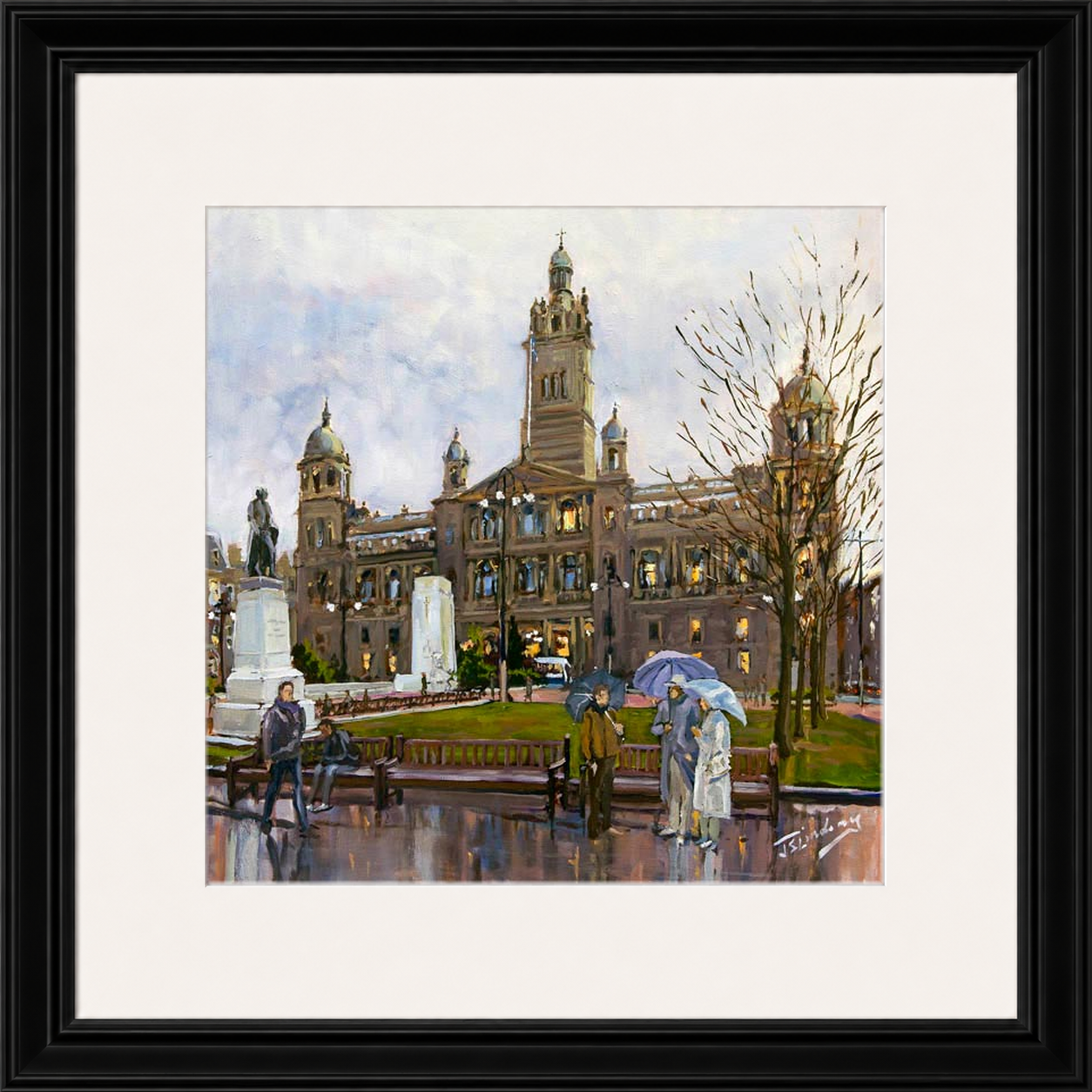 Rainy Day, George Square Glasgow by James Somerville Lindsay