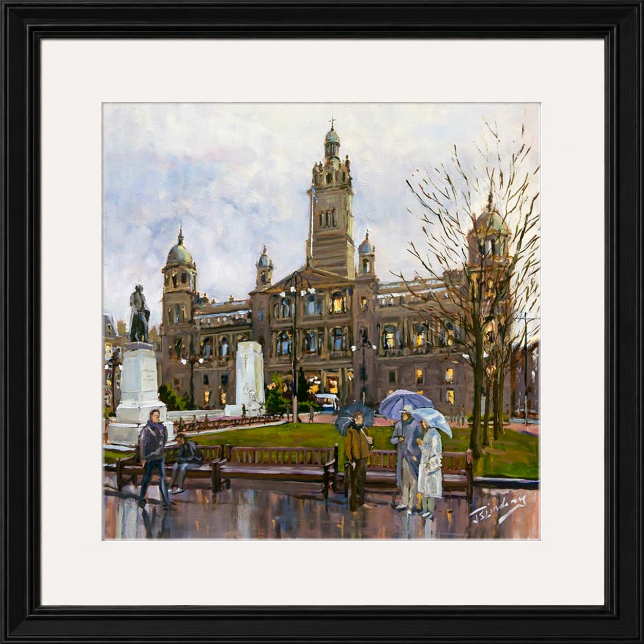Rainy Day, George Square Glasgow by James Somerville Lindsay