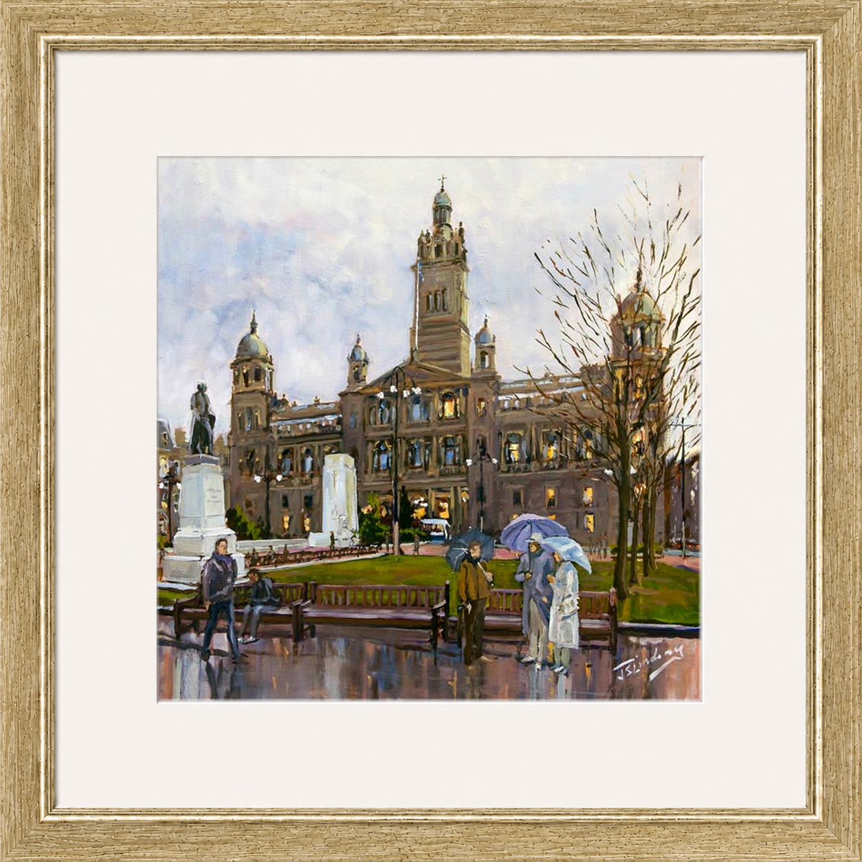 Rainy Day, George Square Glasgow by James Somerville Lindsay