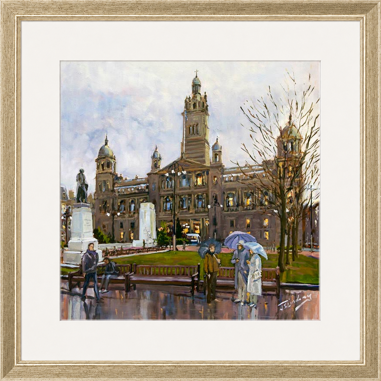 Rainy Day, George Square Glasgow by James Somerville Lindsay