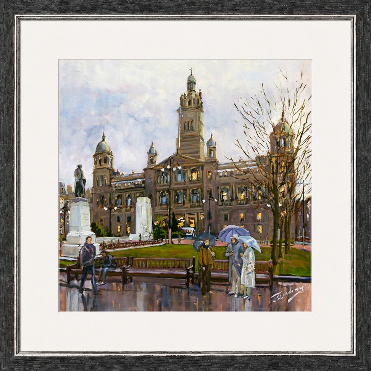 Rainy Day, George Square Glasgow by James Somerville Lindsay