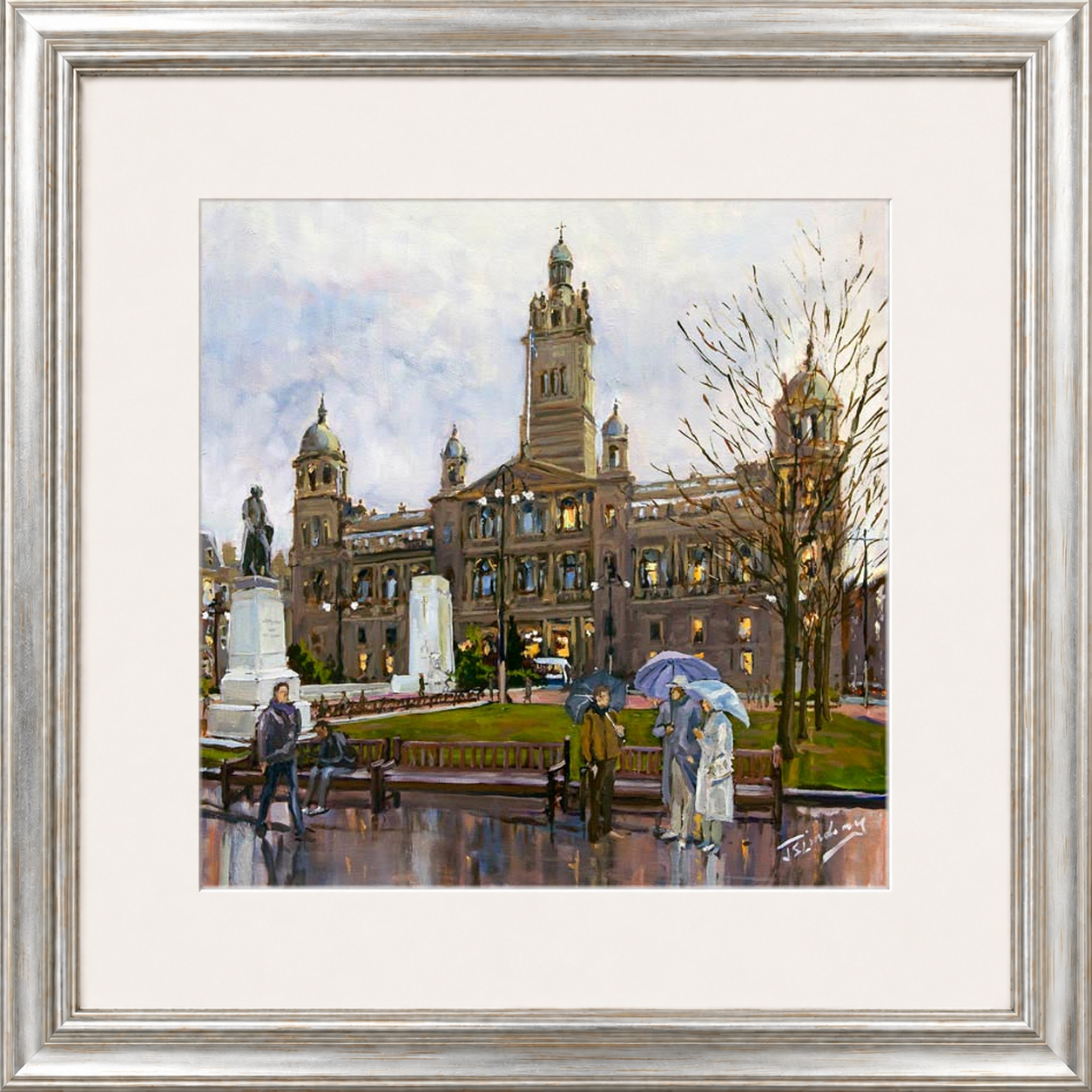 Rainy Day, George Square Glasgow by James Somerville Lindsay