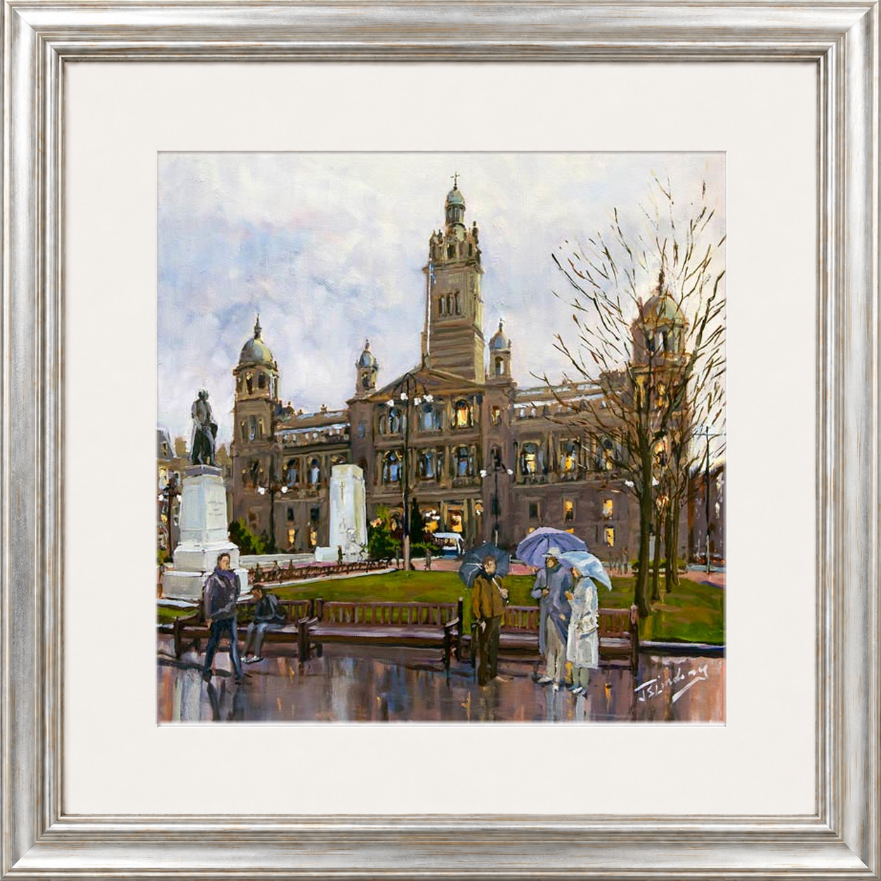 Rainy Day, George Square Glasgow by James Somerville Lindsay